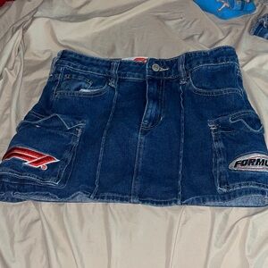 Formulax Dark Blue Denim Mini Skirt with Patch Details